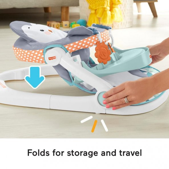 Fisher-Price Tepsili Ana Kucağı - Penguen Adası HBF27,Mama Tepsisi Hayvan Temalı Taşınabilir Ana Kucağı - 4