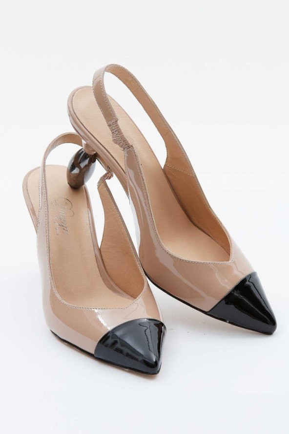 Kadın Hakiki Deri  Kısa Topuklu Rugan Detaylı  Stiletto - 2