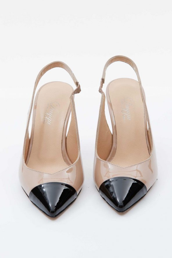 Kadın Hakiki Deri  Kısa Topuklu Rugan Detaylı  Stiletto - 3