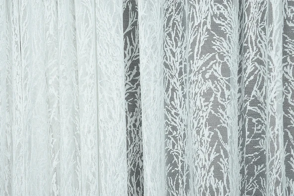 AĞAÇ DESEN KIRIK BEYAZ RENK TEK KANAT Hazır dikilmiş Pileli Fon Perde 300*260 cm - Resim 2