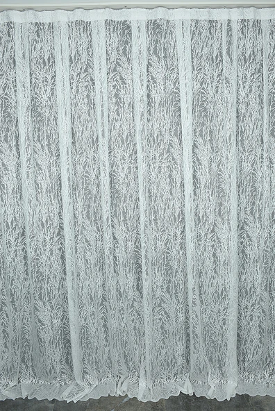 AĞAÇ DESEN KIRIK BEYAZ RENK TEK KANAT Hazır dikilmiş Pileli Fon Perde 300*260 cm ürün görseli