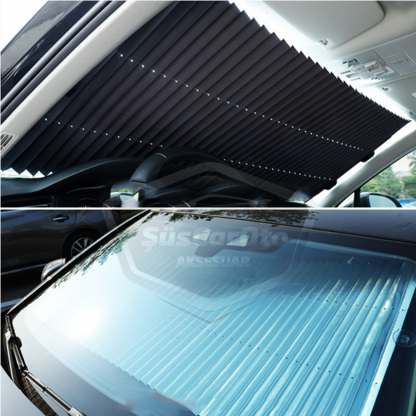 Oto Katlanır Akordiyon Güneşlik Ön Arka Cam Gölgelik Metalize Trapez Sürgülü Yeni Nesil Güneş Koruyucu Oto Araba Suv Tır 70 cm x 150 cm - 12