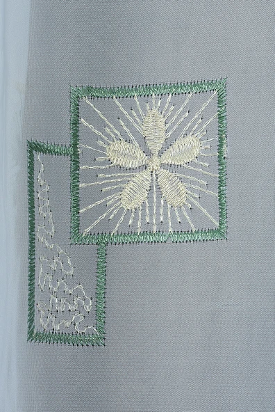 BROIDE KARELİ ÇİÇEK BEYAZ RENK TEK KANAT Hazır dikilmiş Pileli Fon Perde 300*260 cm - Resim 3