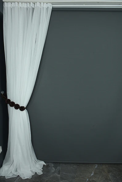 TTM DESEN KIRIK BEYAZ RENK TEK KANAT Hazır dikilmiş Pileli Fon Perde 300*260 cm - Resim 5