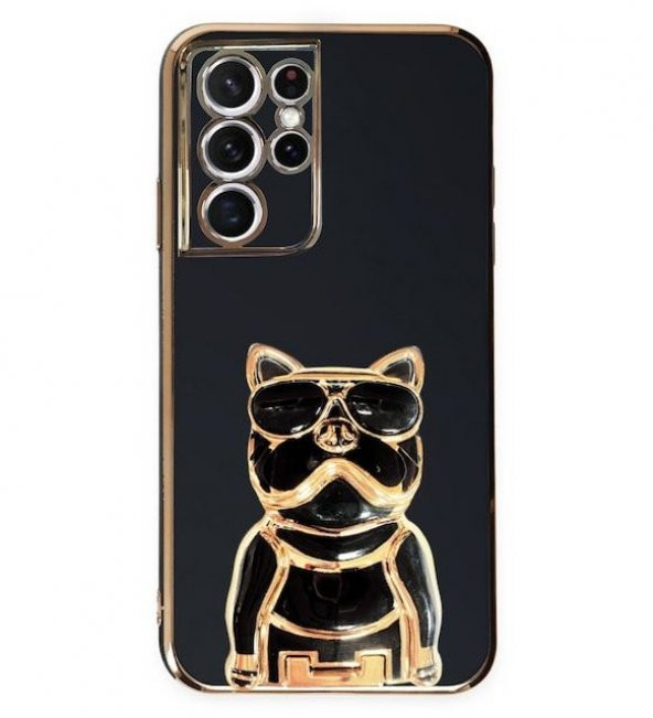 Smcase Samsung Galaxy S21 Ultra 5G Kılıf Standlı Kamera Korumalı Bulldog Silikon