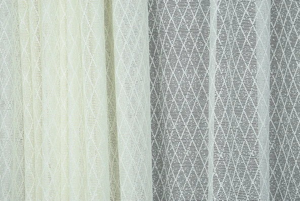 ÇAPRAZ BAKLAVA MODEL KREM RENK TEK KANAT Hazır dikilmiş Pileli Fon Perde 300*260 cm - Resim 2