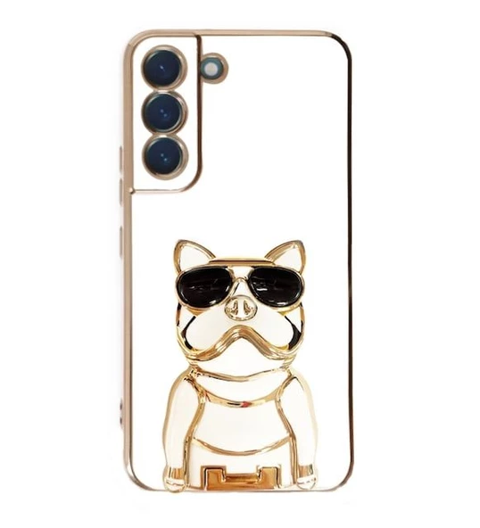 Smcase Samsung Galaxy S22 Plus 5G Kılıf Standlı Kamera Korumalı Bulldog Silikon - Resim 6