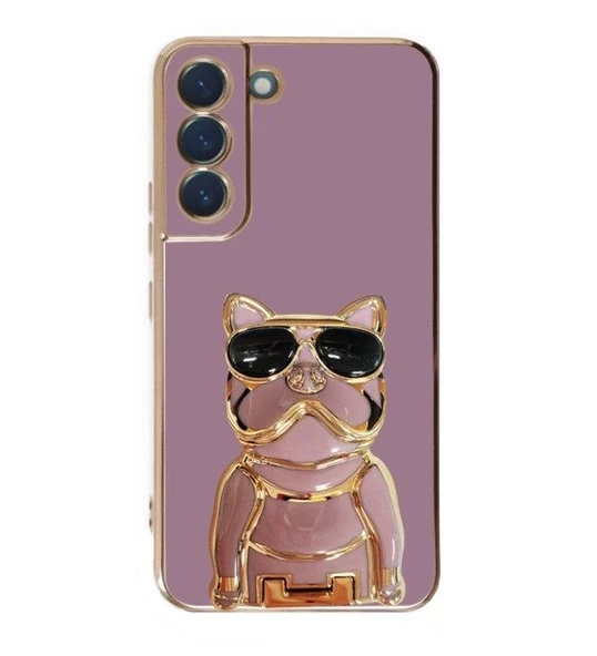 Smcase Samsung Galaxy S22 Plus 5G Kılıf Standlı Kamera Korumalı Bulldog Silikon - Resim 4