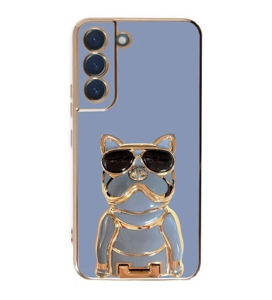 Smcase Samsung Galaxy S22 Plus 5G Kılıf Standlı Kamera Korumalı Bulldog Silikon - Resim 5