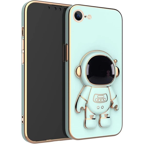 Smcase Apple iPhone SE 2020 Kılıf Standlı Kamera Korumalı Astronot Silikon - Resim 5