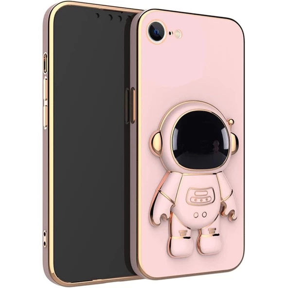 Smcase Apple iPhone SE 2020 Kılıf Standlı Kamera Korumalı Astronot Silikon - Resim 3