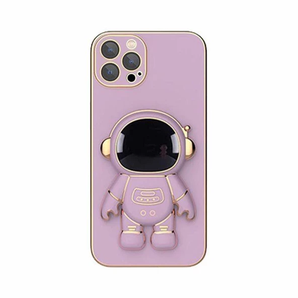 Smcase Apple iPhone 14 Pro Max Kılıf Standlı Kamera Korumalı Astronot Silikon - Resim 6