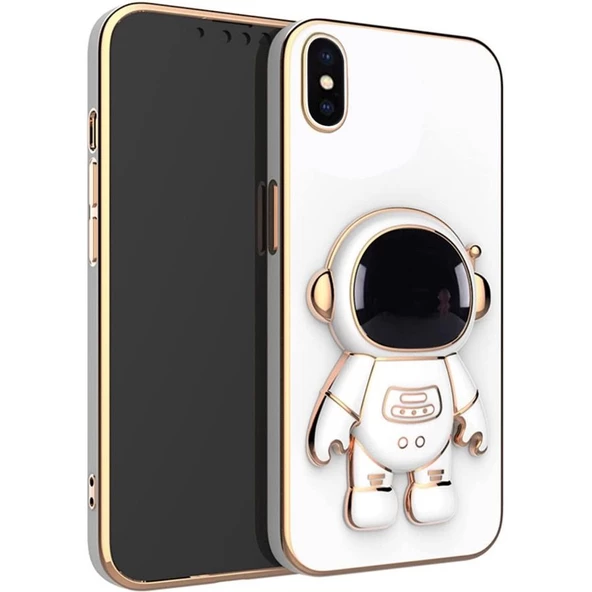 Smcase Apple iPhone XR Kılıf Standlı Kamera Korumalı Astronot Silikon