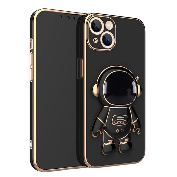 Smcase Apple iPhone 14 Plus Kılıf Standlı Kamera Korumalı Astronot Silikon - Resim 3