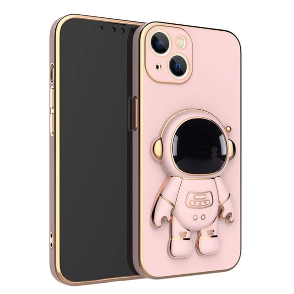 Smcase Apple iPhone 14 Plus Kılıf Standlı Kamera Korumalı Astronot Silikon - Resim 4