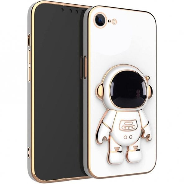 Smcase Apple iPhone SE 2022 Kılıf Standlı Kamera Korumalı Astronot Silikon