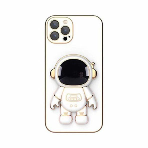 Smcase Apple iPhone 14 Pro Kılıf Standlı Kamera Korumalı Astronot Silikon