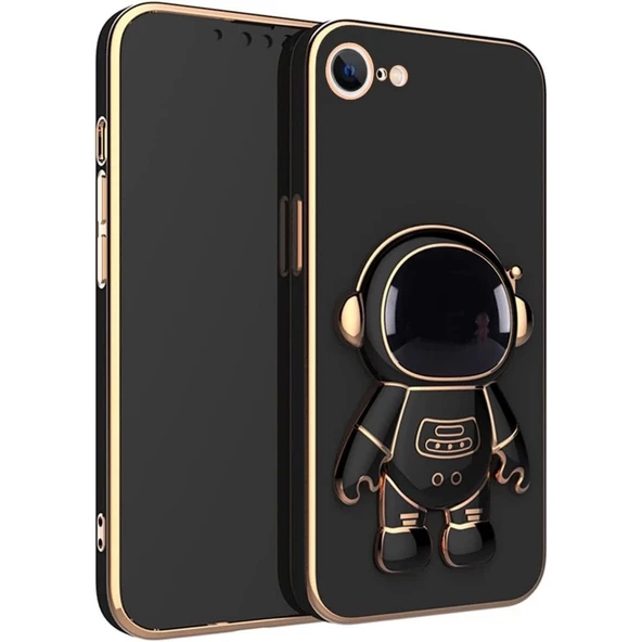Smcase Apple iPhone SE 2020 Kılıf Standlı Kamera Korumalı Astronot Silikon - Resim 4