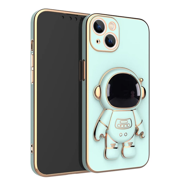 Smcase Apple iPhone 14 Plus Kılıf Standlı Kamera Korumalı Astronot Silikon - Resim 6
