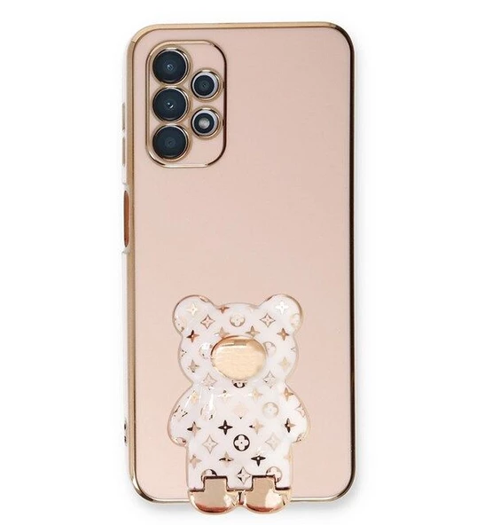 Smcase Samsung Galaxy A13 4G Kılıf Standlı Kamera Korumalı Cute Bear Silikon