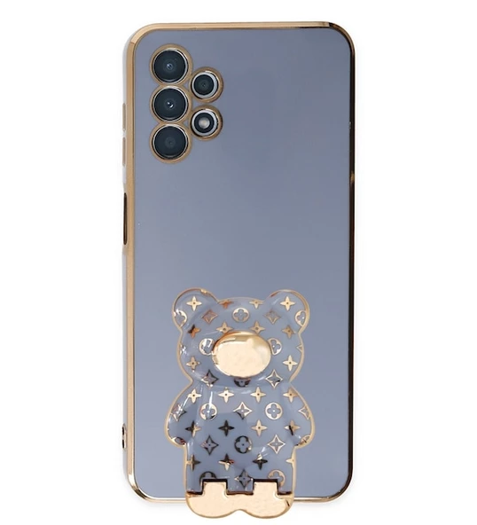 Smcase Samsung Galaxy A72 Kılıf Standlı Kamera Korumalı Cute Bear Silikon