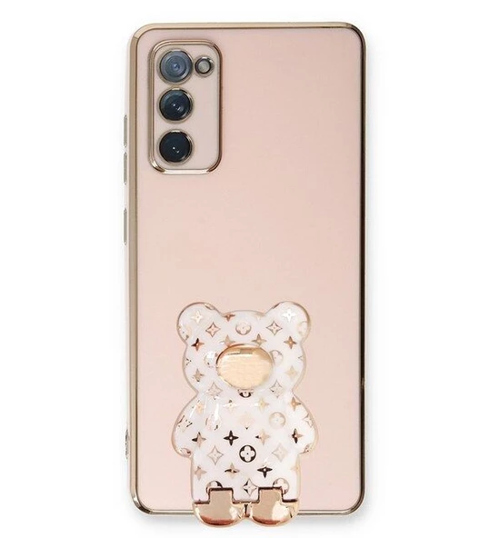 Smcase Samsung Galaxy S20 FE Kılıf Standlı Kamera Korumalı Cute Bear Silikon