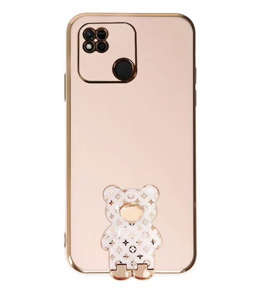 Smcase Xiaomi Poco C40 Kılıf Standlı Kamera Korumalı Cute Bear Silikon