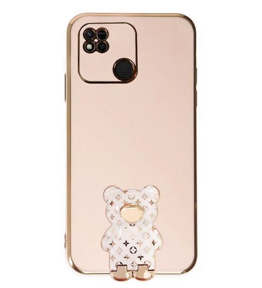 Smcase Xiaomi Redmi 9C Kılıf Standlı Kamera Korumalı Cute Bear Silikon