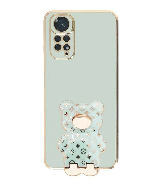 Smcase Xiaomi Redmi Note 11S Global Kılıf Standlı Kamera Korumalı Cute Bear Silikon