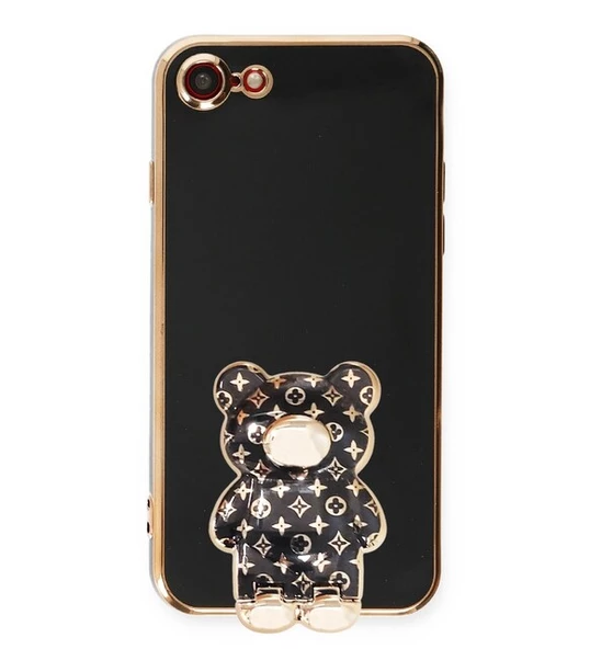 Smcase Apple iPhone 7 Kılıf Standlı Kamera Korumalı Cute Bear Silikon