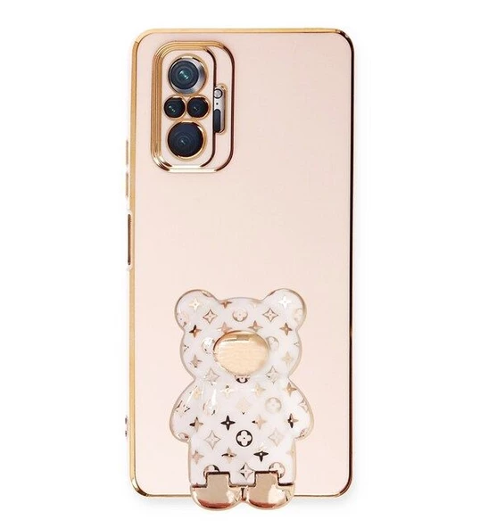 Smcase Xiaomi Redmi Note 10 Pro Kılıf Standlı Kamera Korumalı Cute Bear Silikon