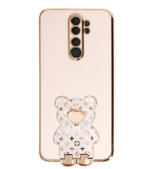 Smcase Xiaomi Redmi Note 8 Pro Kılıf Standlı Kamera Korumalı Cute Bear Silikon