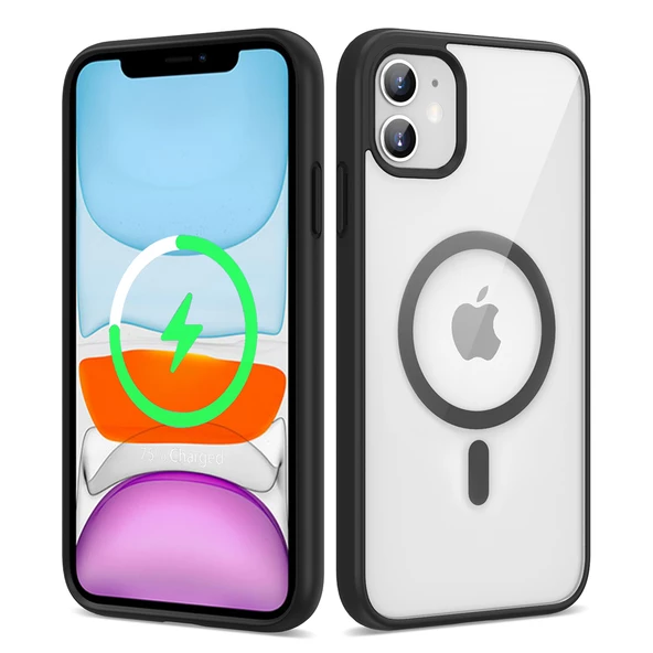 Smcase Apple iPhone 11 Kılıf Wireless Şarj Özellikli Ege Transparan Silikon