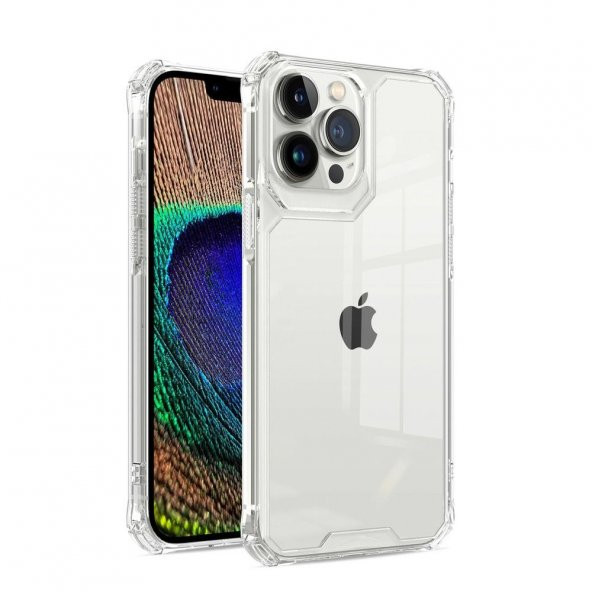 Smcase Apple iPhone 14 Pro Max Kılıf Darbeye Dayanıklı Kristal Alp Sert Pc Kapak