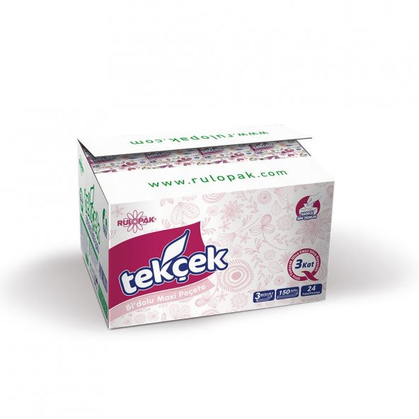 Rulopak Tekçek BiDolu Maxi Peçete 3 Katlı 150 Yaprak 24Lü Paket - Resim 2