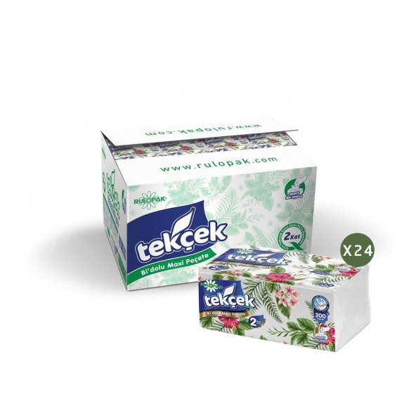 Rulopak Tekçek BiDolu Maxi Peçete 2 Katlı 200 Yaprak 24Lü Paket - Resim 7