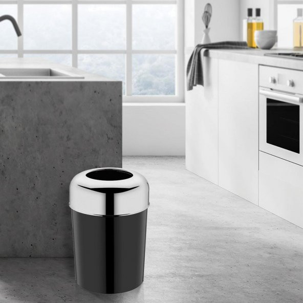 Rulopak Pota Kapak Çöp Kovası 15 Litre Krom - 3