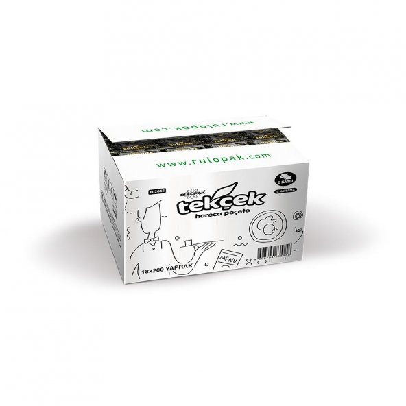 Rulopak Tekçek Horeca Dispenser Peçete 2 Katlı 200 Yaprak 18Li Paket - 2