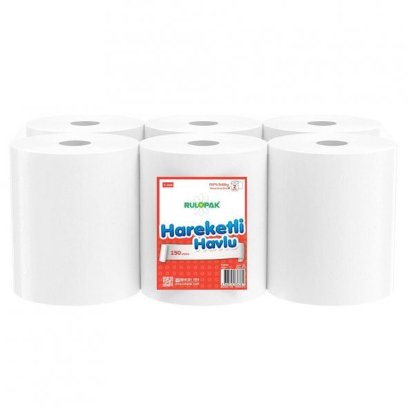 Rulopak Hareketli Havlu 2 Katlı 21 Cm 150 Metre 6Lı Paket - Resim 2