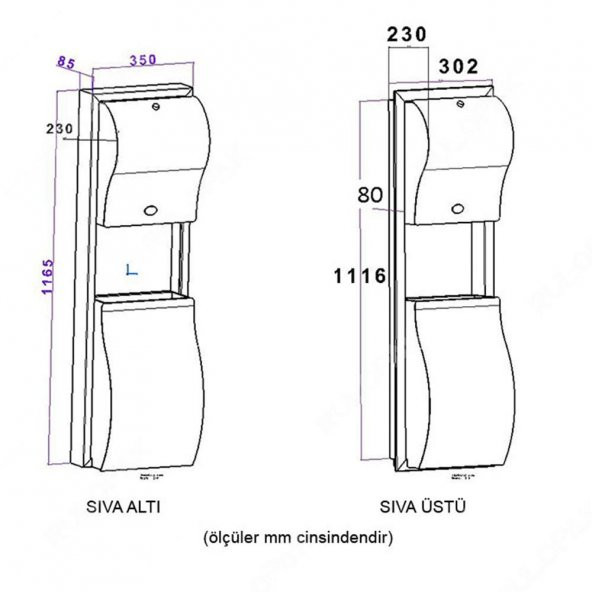 Rulopak Ankastre Kombine Havlu Makinesi Seti Sıva Üstü - Resim 5