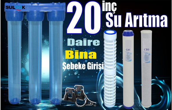 Sulook 20 Inç Şebeke, Bina Girişi Su Arıtma Filtre Seti - Resim 2