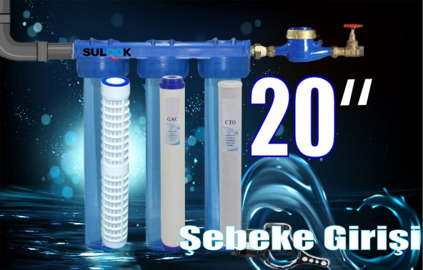 Sulook 20 Inç Şebeke, Bina Girişi Su Arıtma Filtre Seti - Resim 4