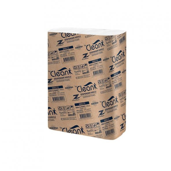 Rulopak By Clean Z Katlama Havlu Kağıt 2 Katlı 200 Yaprak 12Li Paket