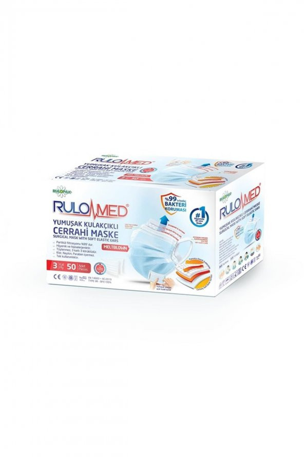 Rulopak Rulomed Elastik Kulakçıklı Maske 50li BEYAZ