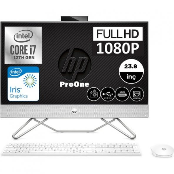 HP Proone 240 G9 Intel Core i7-1255U 16GB 2tb SSD Intel Iris Xe 23.8" Windows 11 Pro All In One Bilgisayar 6D386EAWP03