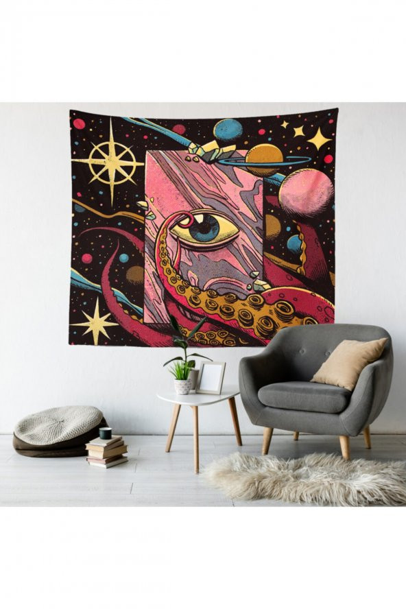 Psychedelic Trip Duvar Örtüsü Saykodelik Kozmik Kadife Duvar Halısı Tapestry - 2