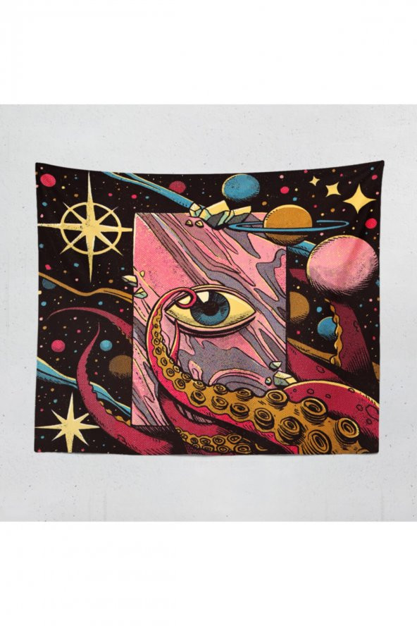Psychedelic Trip Duvar Örtüsü Saykodelik Kozmik Kadife Duvar Halısı Tapestry - 3
