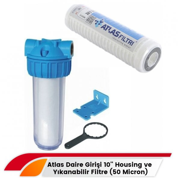 Lotto Filters Atlas Daire Girişi 10 Housing ve Yıkanabilir Filtre (50 Micron) ürün görseli 1