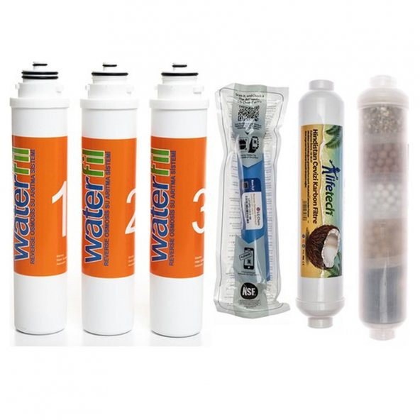 Sulook Waterlife Su Arıtma Cihazı Uyumlu Tak-Çevir 6lı Filtre Seti, 10 Aşamalı, Lg Membranlı