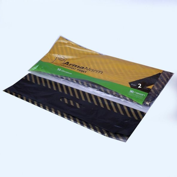 Naksan Takviyeli Kalın Desenli Çizgili Siyah Çanta Poşet Torba - 26x38 Cm. - 50 Adetlik 10 Paket - 4